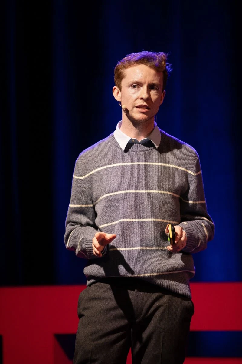 Dale delivering a TEDx talk